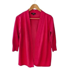 Premise Womens Cardigan Sweater Solid Pink Crop Sleeve Open Front Fly Away SZ S